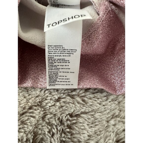 Topshop One Shoulder Glitter Textured Ruffled Mini Party Dress Pink Size 2 NWT - Picture 16 of 16